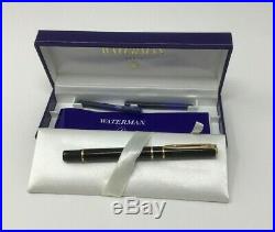Waterman Laureat Black Lacquer Fountain Pen Gold Plated Fine Point Nib NOS