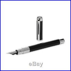 Waterman Perspective Fountain Pen Black Chrome Trim Fine Point S0830660 New