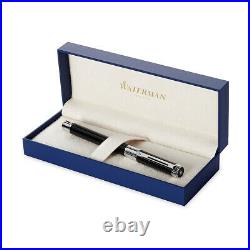 Waterman Perspective Fountain Pen in Black Chrome Trim Fine Point NEW