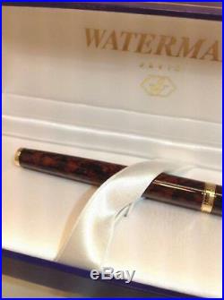 Waterman Preface Brown Marble GT Fountain Pen Fine Point 18K Gold Nib New NOS