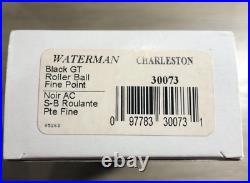 Waterman Roller Ball Pen Fine Pointe #30073 Black GT Barrel Gold Trim Charleston
