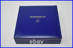 Waterman Slim Black Fountain Pen Fine Point Gold Trim Paris Blue Cartridges