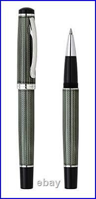 Xezo Incognito Rollerball Pen Fine Point. Green Lacquer with Pure Platinum Pl