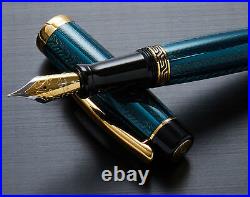 Xezo Maestro LeGrand Dioptase Blue-Green Fountain Pen, Fine Point. 18k Gold Pltd