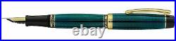 Xezo Maestro LeGrand Dioptase Blue-Green Fountain Pen, Fine Point. 18k Gold Pltd
