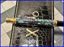 Xezo Maestro Natural Abalone Sea Shell Rollerball Pen, Fine Point. 18k Gold Pl