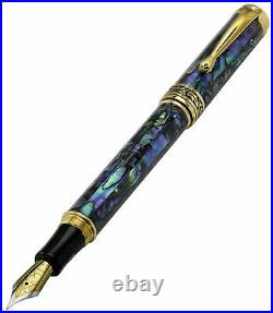 Xezo Maestro Natural Sea Shell Fountain Pen, Fine Point, 18k Gold
