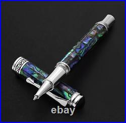 Xezo Maestro Rollerball Pen, Fine Point. Natural Abalone Sea Shell Inlay with