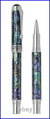 Xezo Maestro Rollerball Pen, Fine Point. Natural Abalone Sea Shell Inlay with