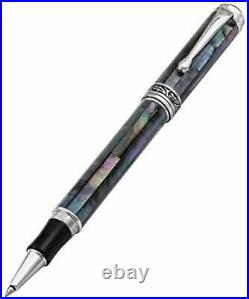 Xezo Maestro Rollerball Pen Fine Point. Natural Black Mother of Pearl with Pu
