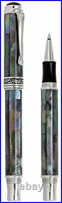 Xezo Maestro Rollerball Pen Fine Point. Natural Black Mother of Pearl with Pu