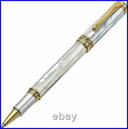 Xezo Maestro White Mother of Pearl Rollerball Pen, Fine Point. 18k Gold Plated