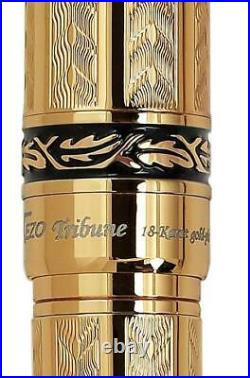 Xezo Tribune Gold Rollerball Pen, Fine Point. 18k Gold Plated. Limited Edition